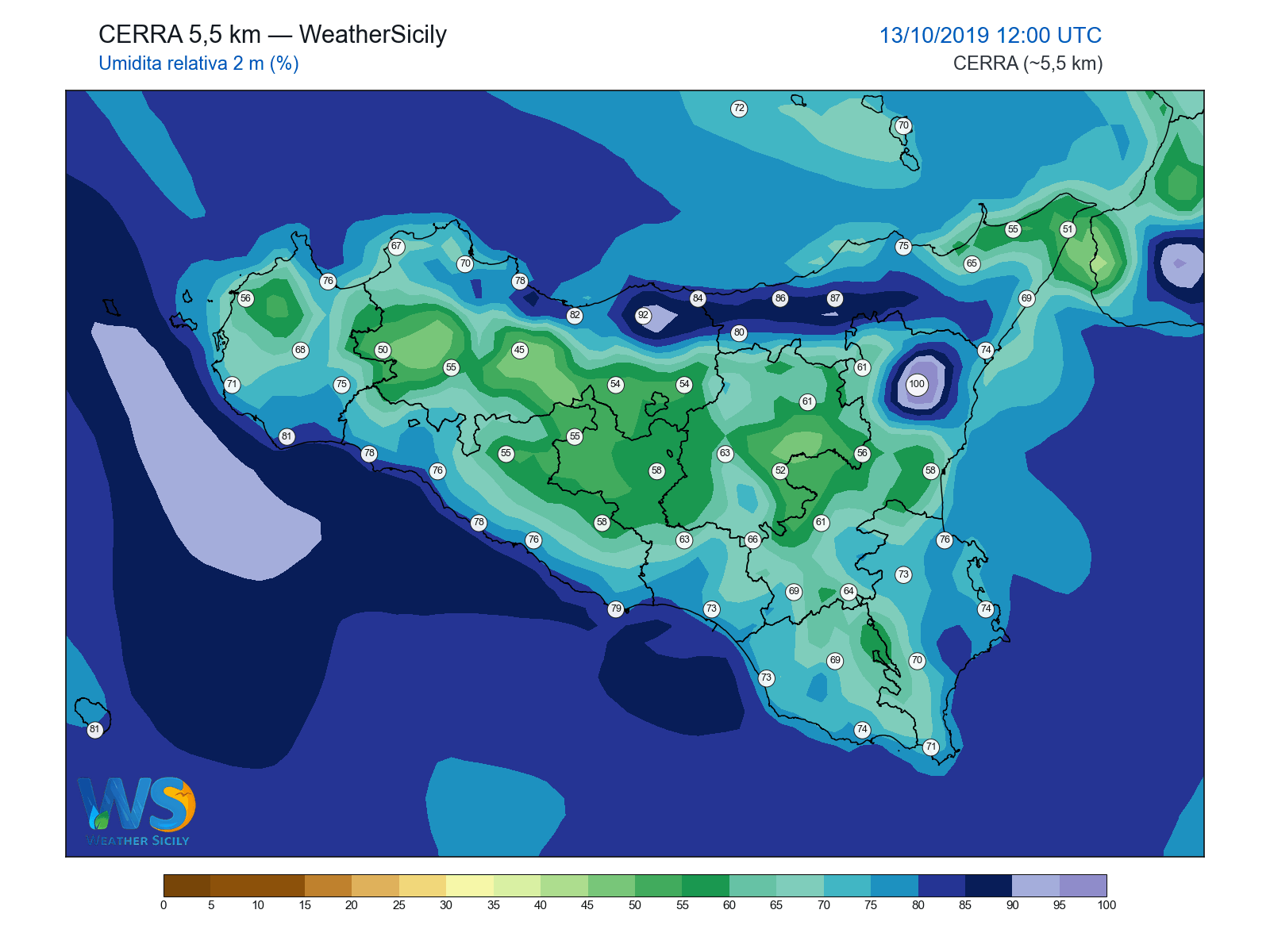 Umidità relativa 2 m · 2019101312