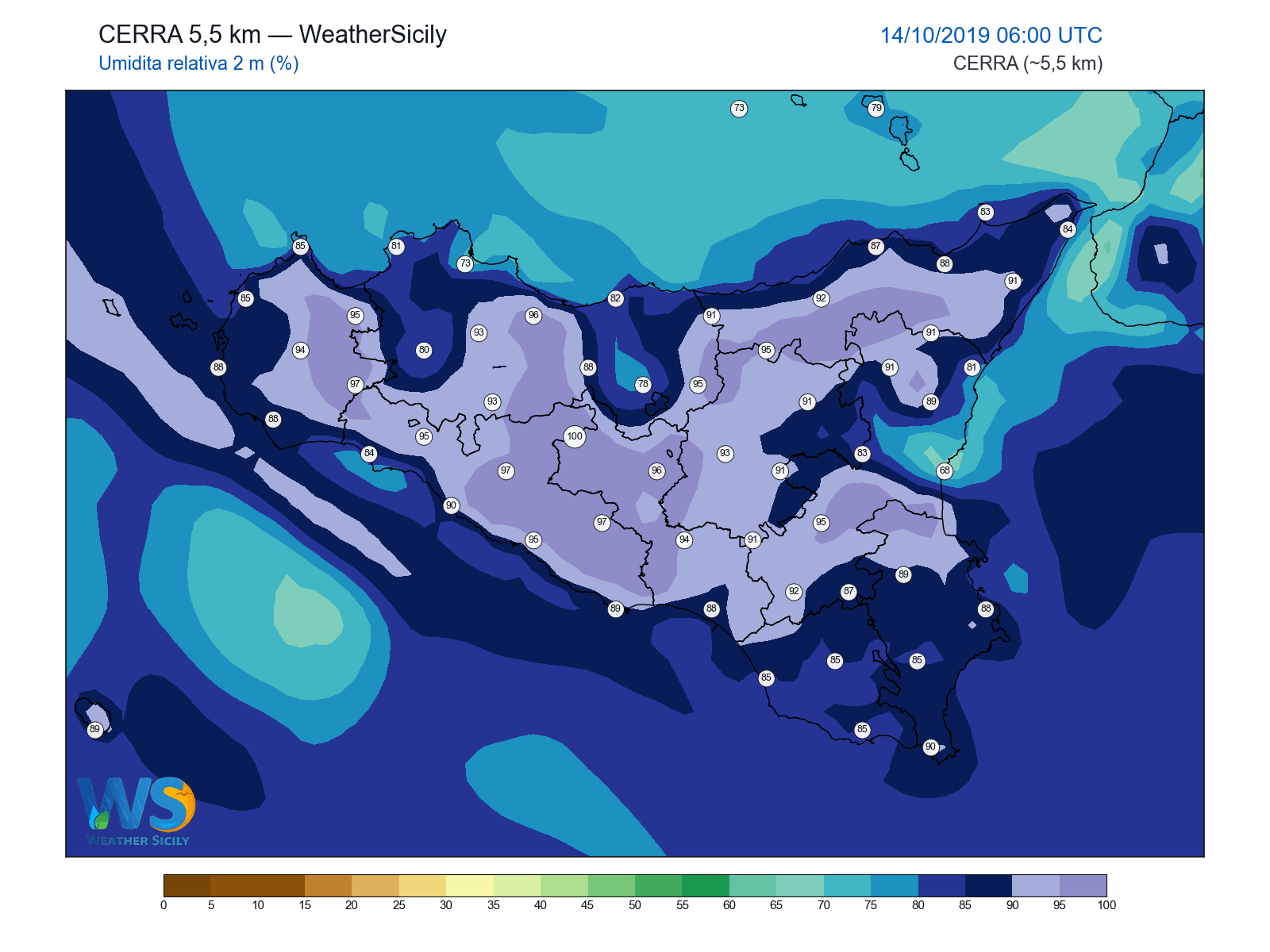 Umidità relativa 2 m · 2019101406