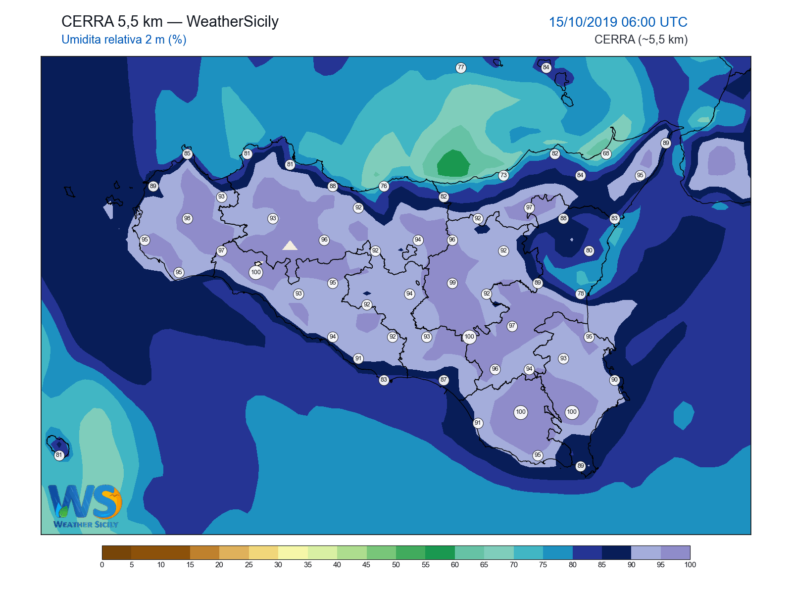 Umidità relativa 2 m · 2019101506
