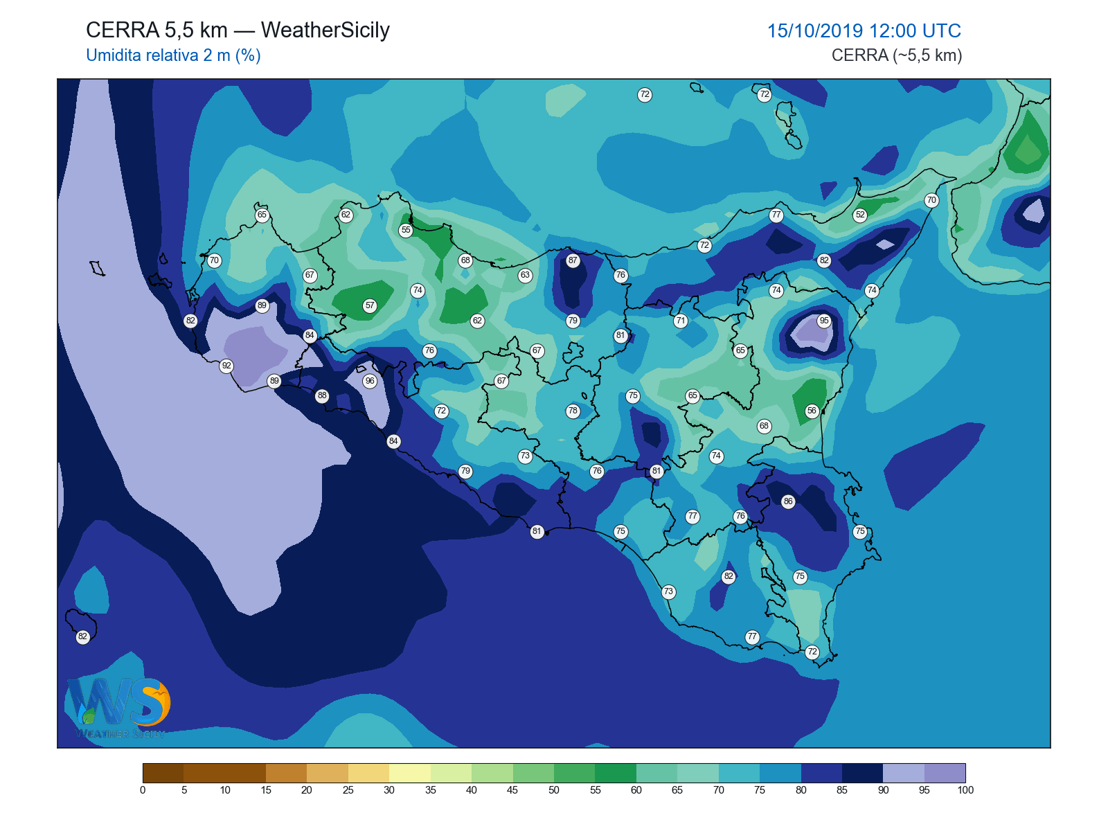 Umidità relativa 2 m · 2019101512