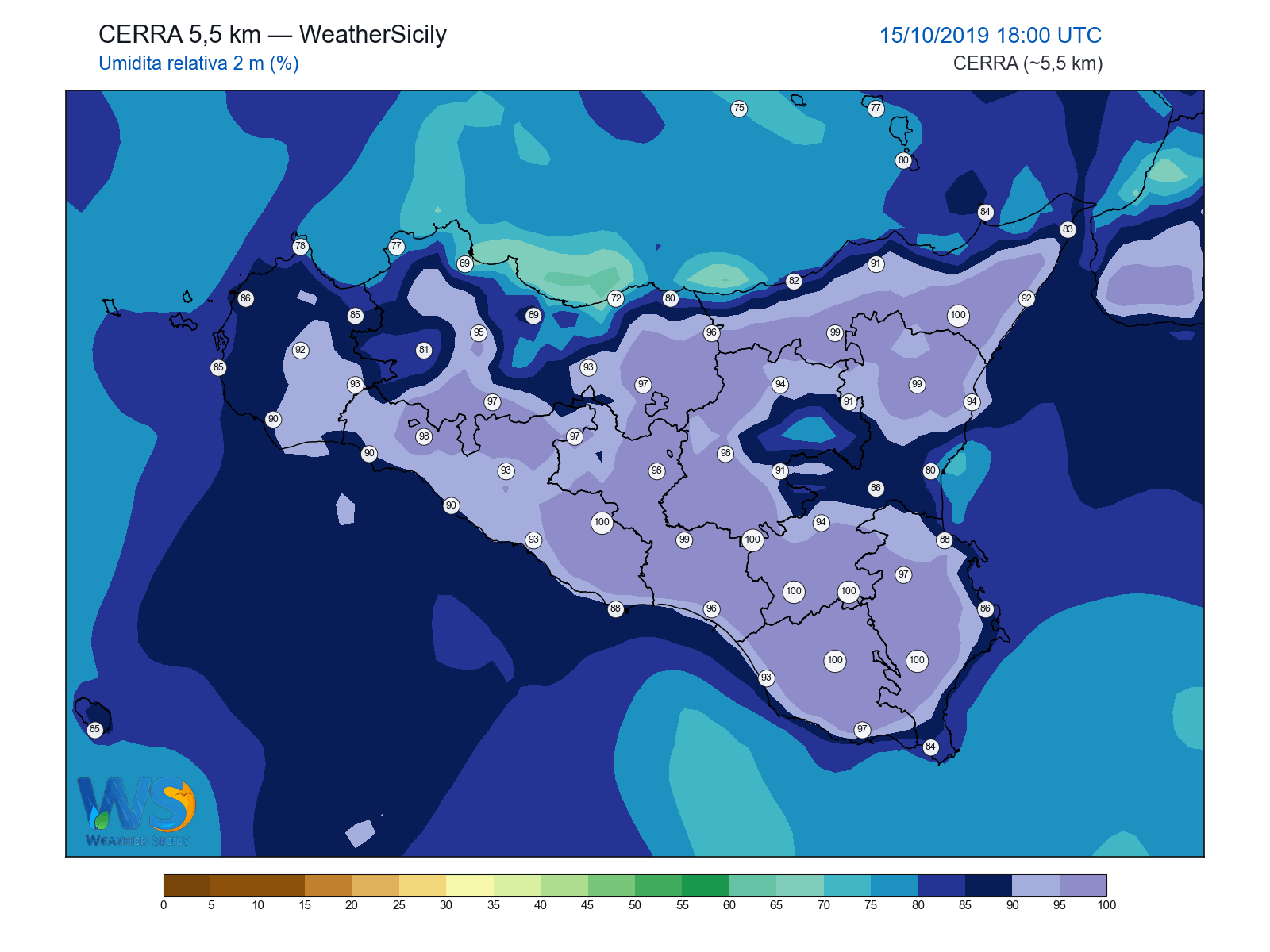 Umidità relativa 2 m · 2019101518
