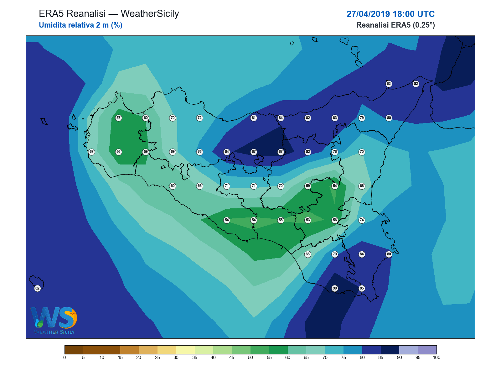 Umidità relativa 2 m · 2019042718