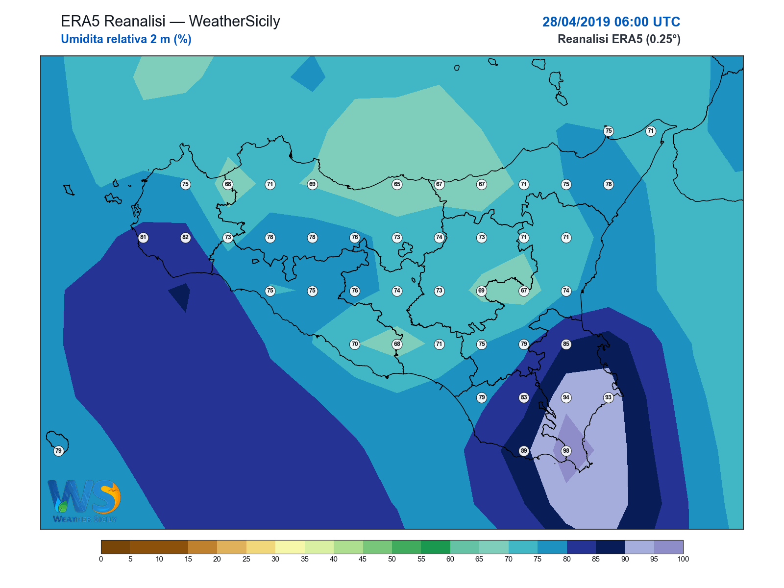 Umidità relativa 2 m · 2019042806