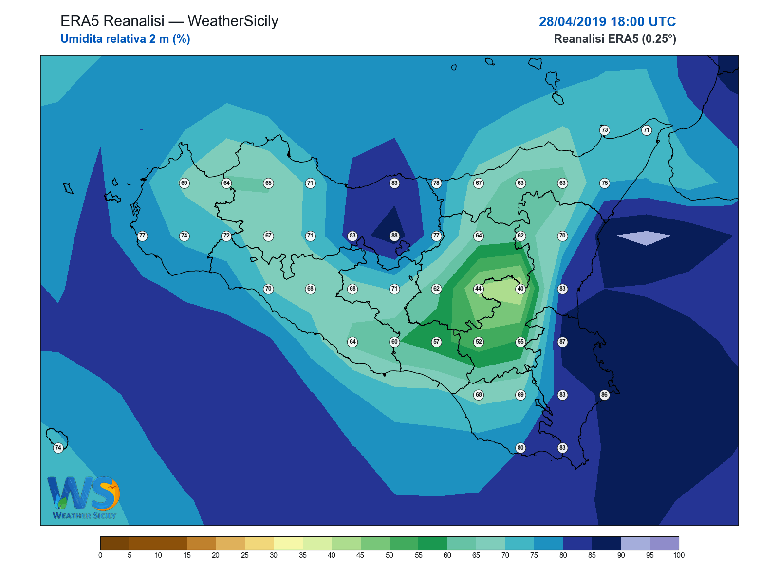 Umidità relativa 2 m · 2019042818
