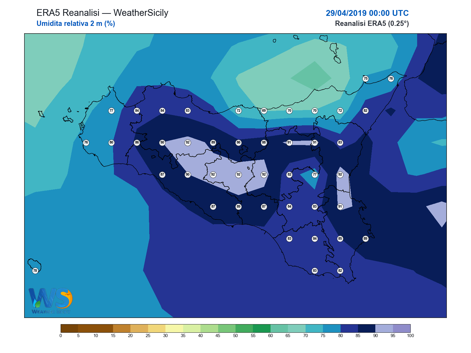 Umidità relativa 2 m · 2019042900