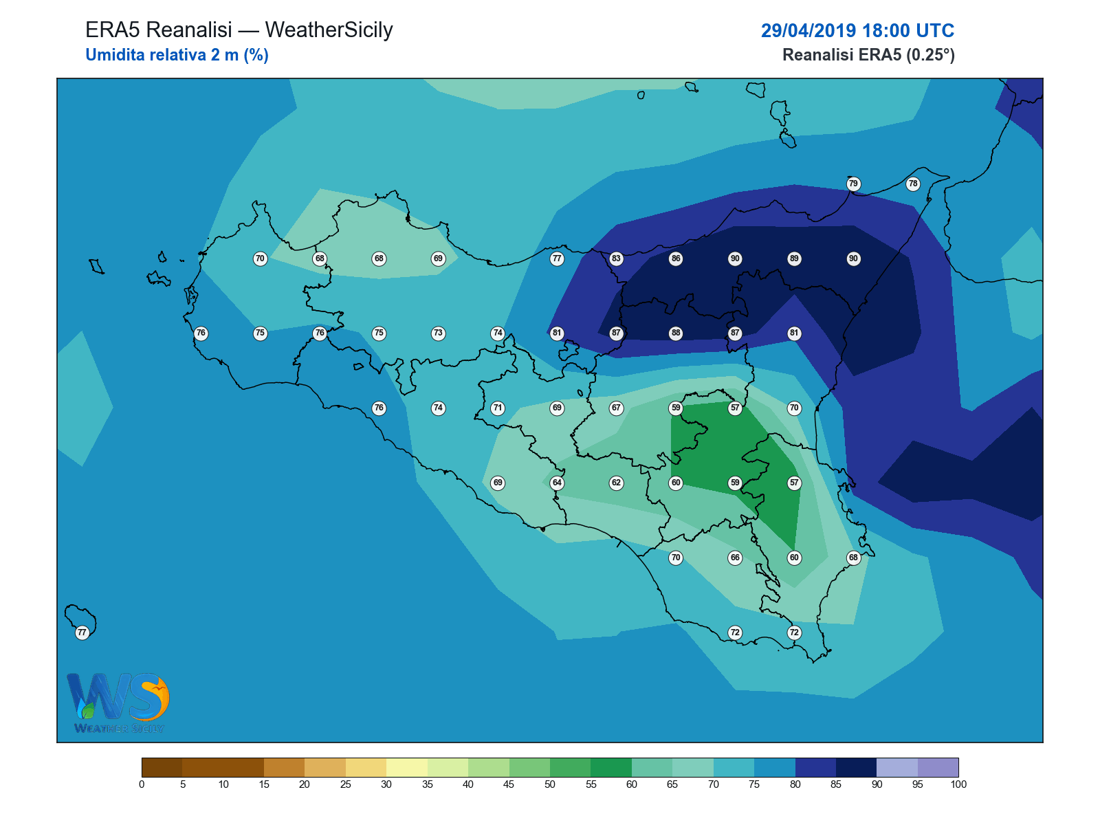 Umidità relativa 2 m · 2019042918