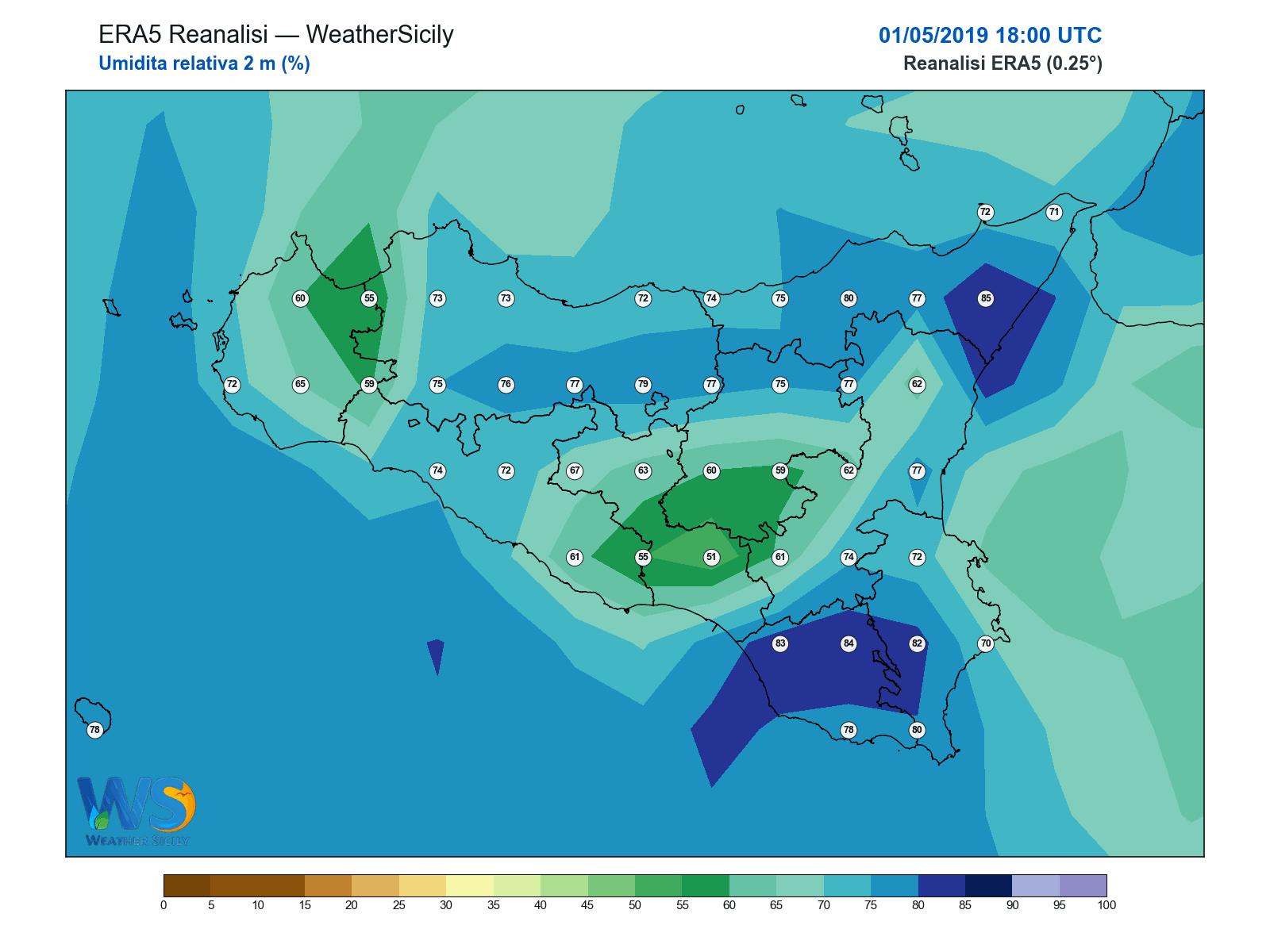 Umidità relativa 2 m · 2019050118