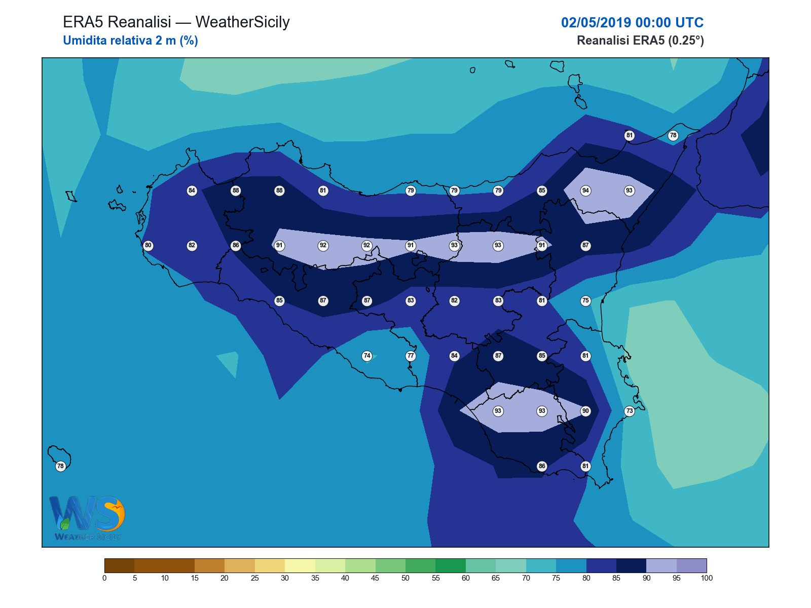 Umidità relativa 2 m · 2019050200