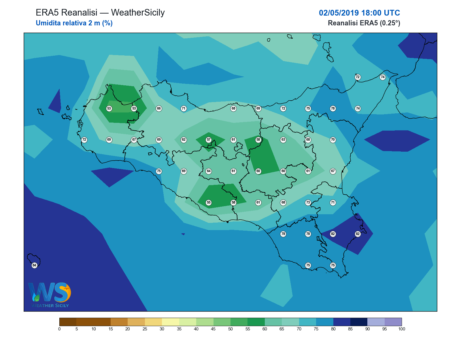 Umidità relativa 2 m · 2019050218