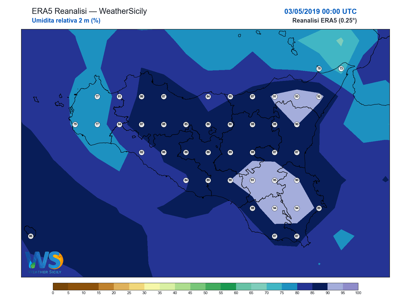 Umidità relativa 2 m · 2019050300