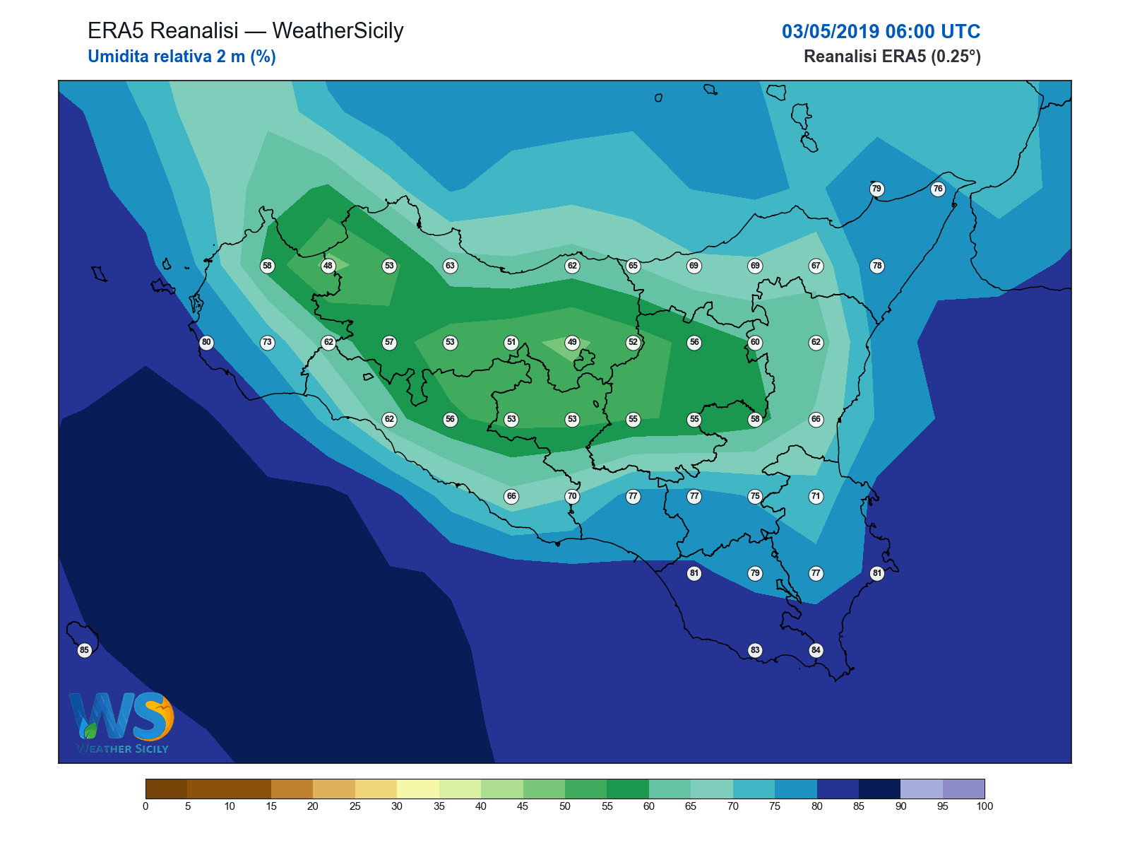 Umidità relativa 2 m · 2019050306