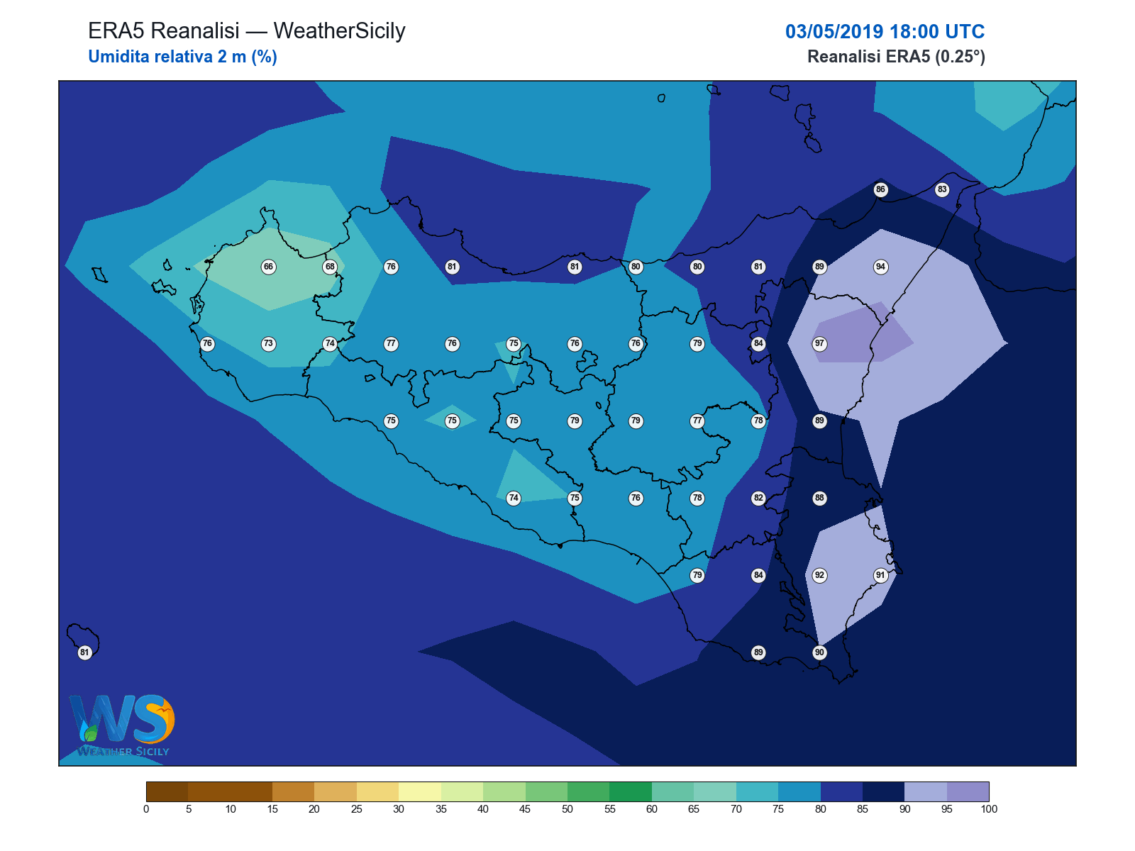 Umidità relativa 2 m · 2019050318
