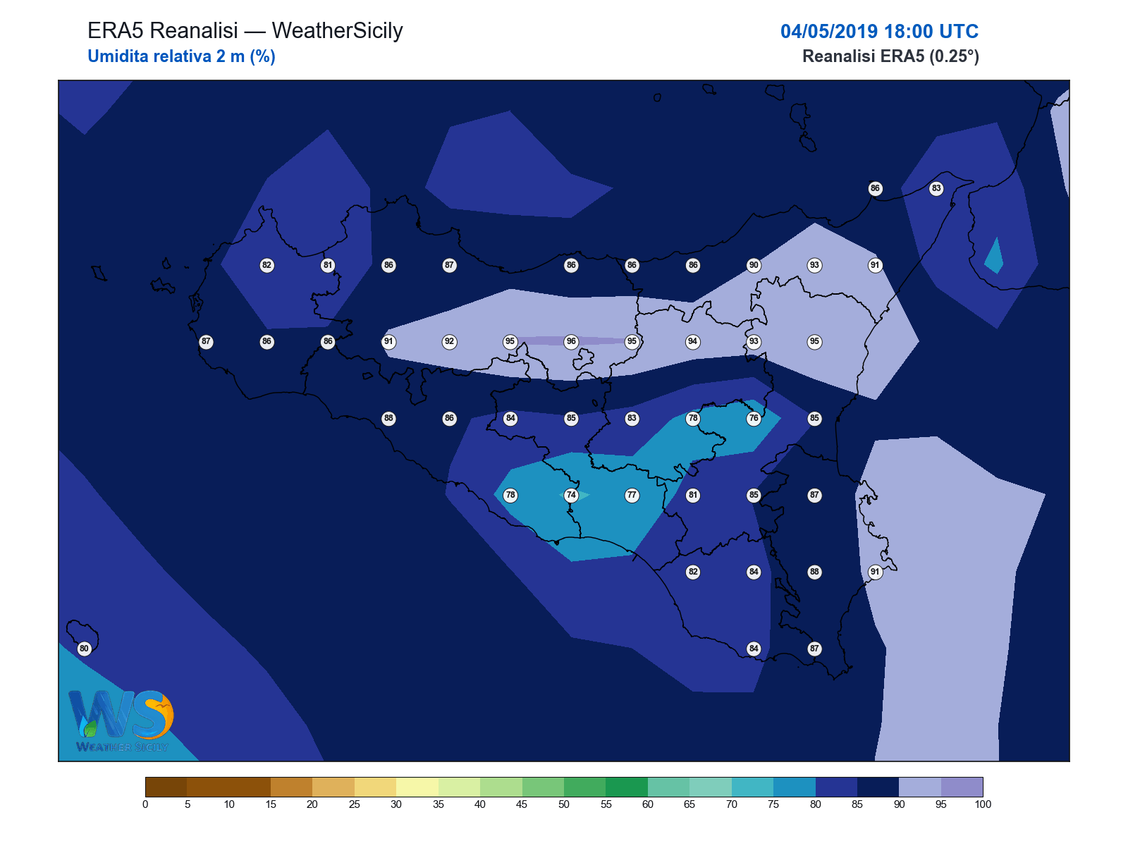 Umidità relativa 2 m · 2019050418