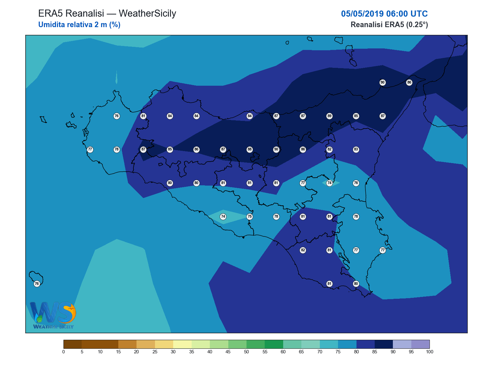 Umidità relativa 2 m · 2019050506