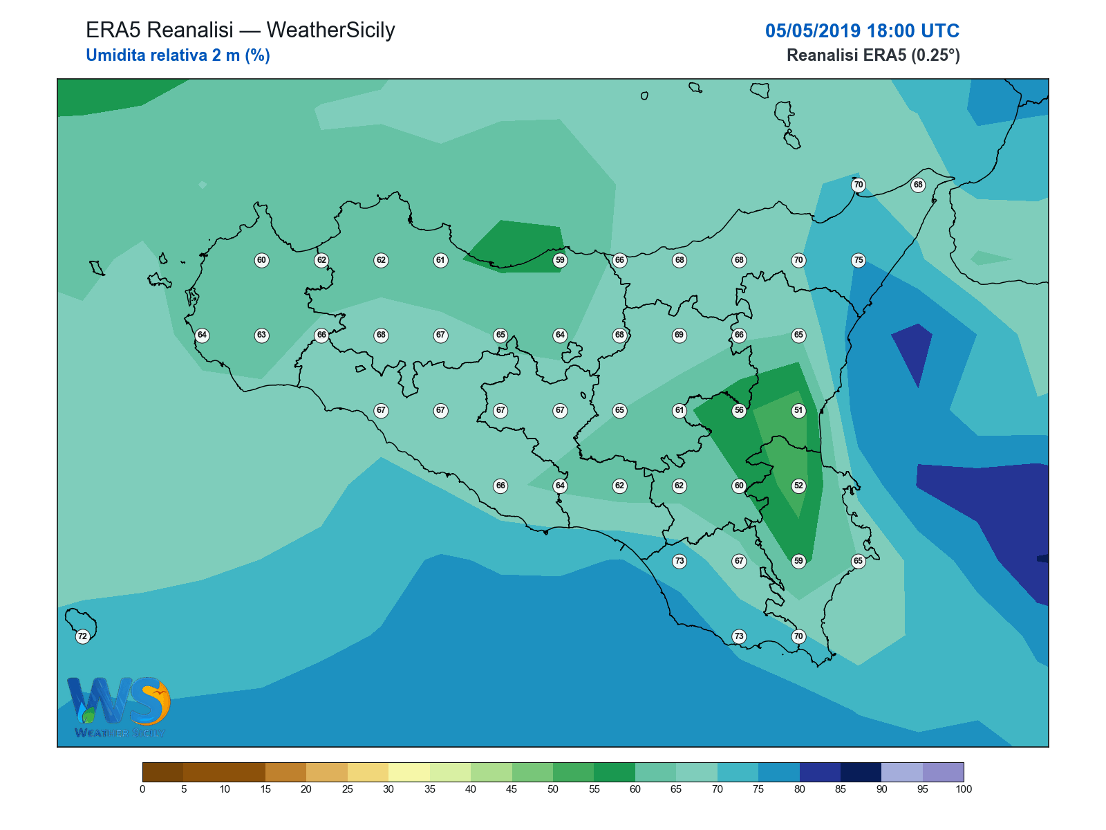 Umidità relativa 2 m · 2019050518