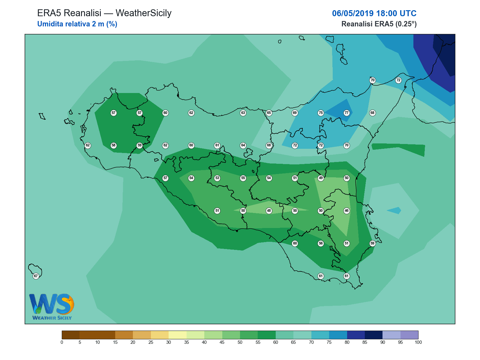 Umidità relativa 2 m · 2019050618
