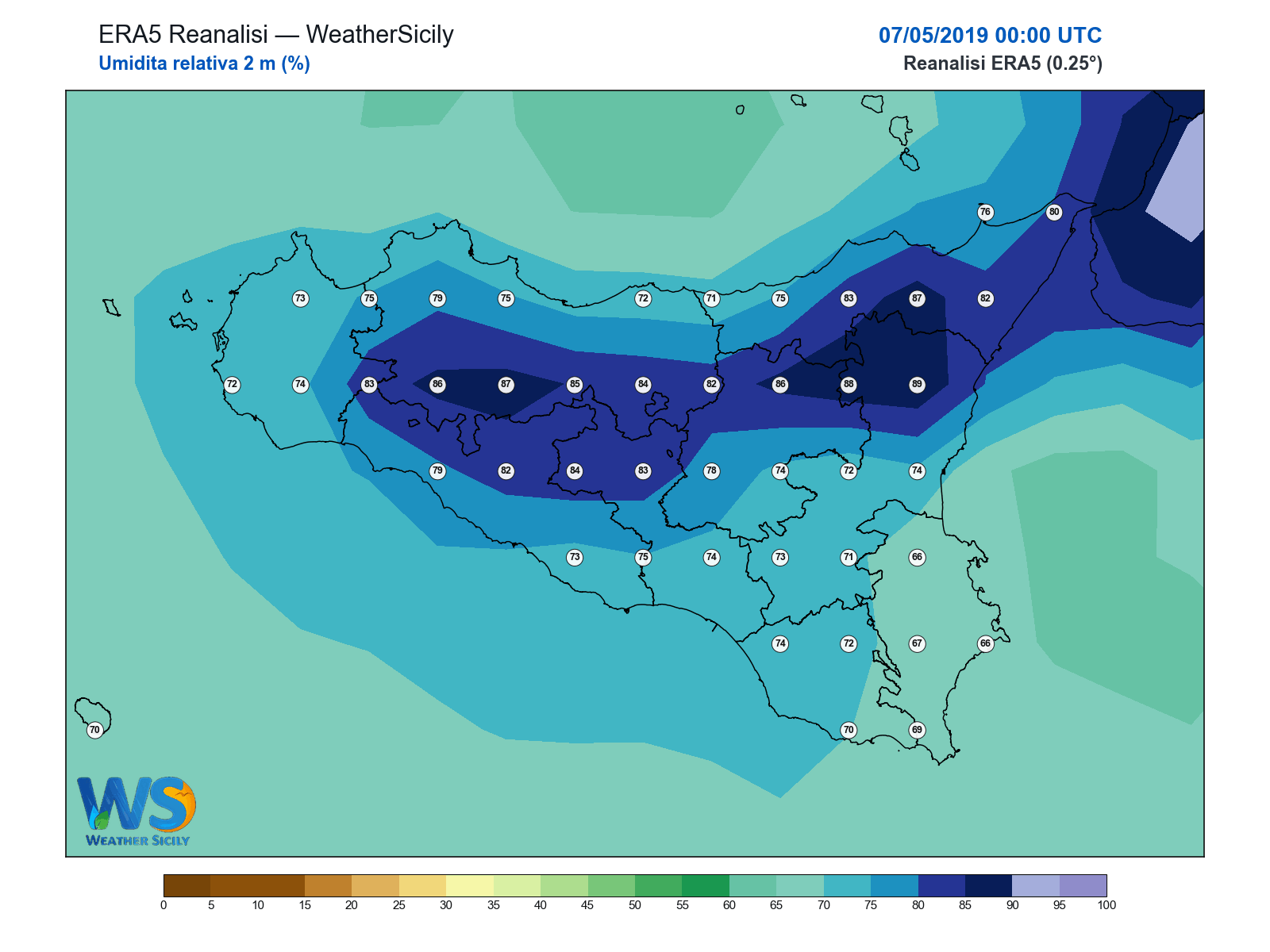 Umidità relativa 2 m · 2019050700