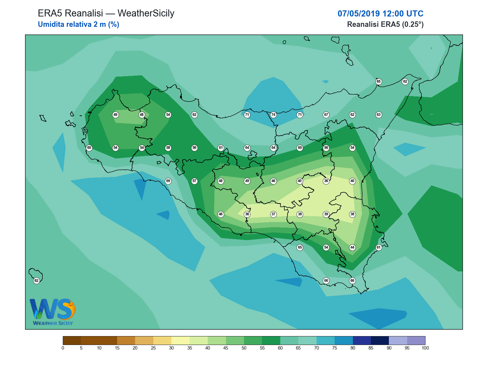Umidità relativa 2 m · 2019050712