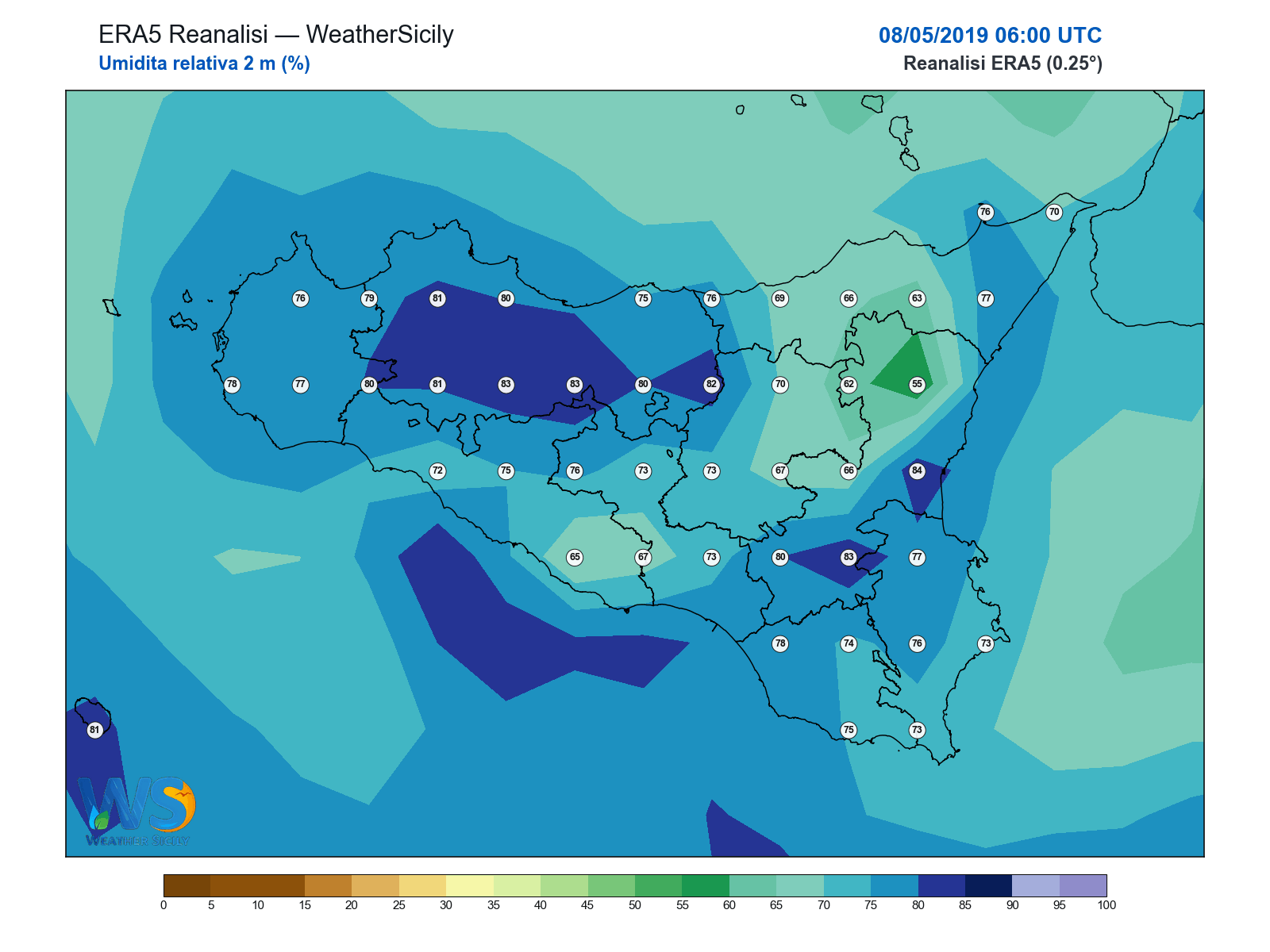 Umidità relativa 2 m · 2019050806