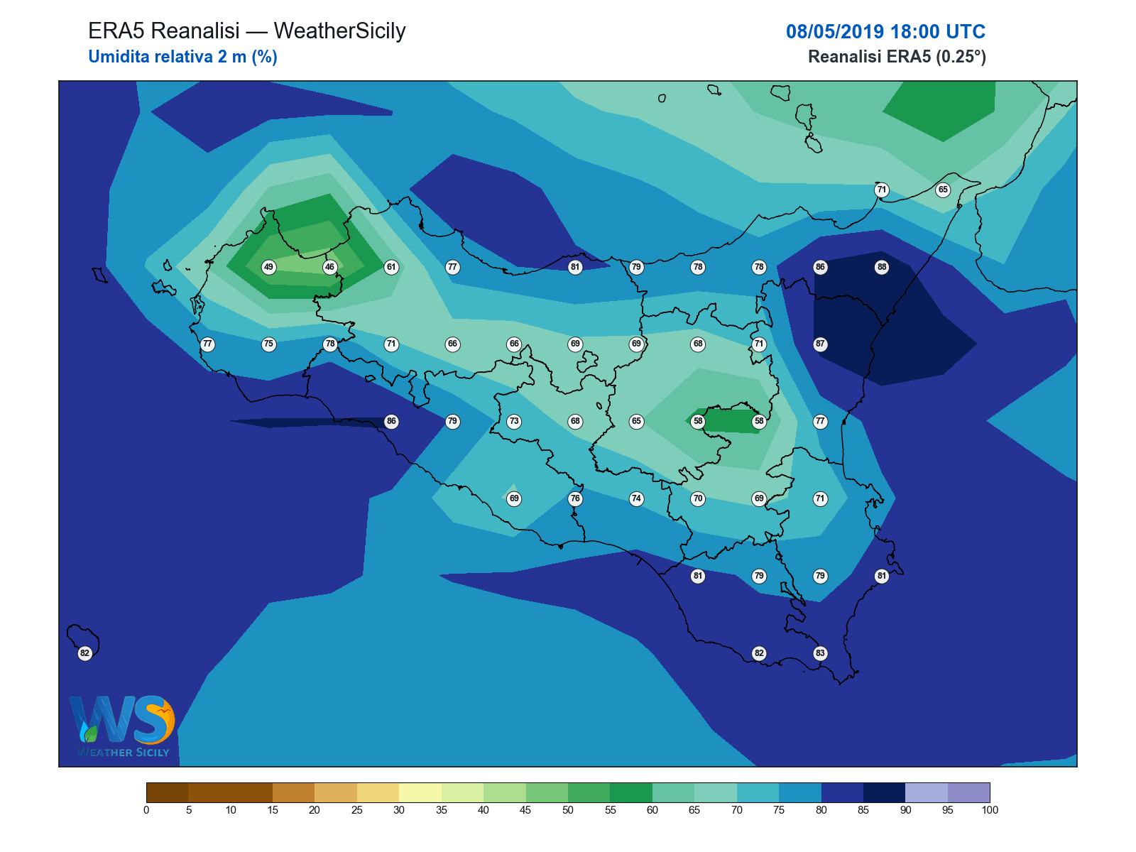 Umidità relativa 2 m · 2019050818