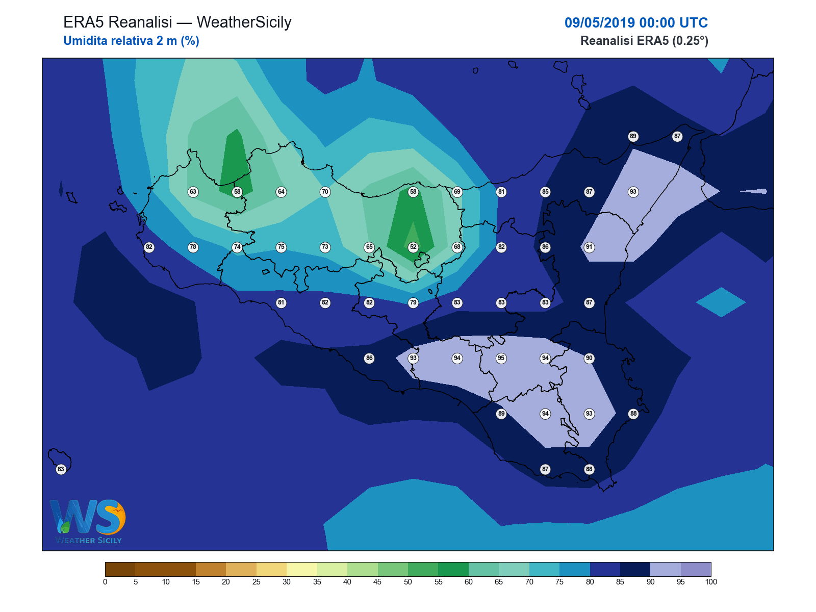 Umidità relativa 2 m · 2019050900