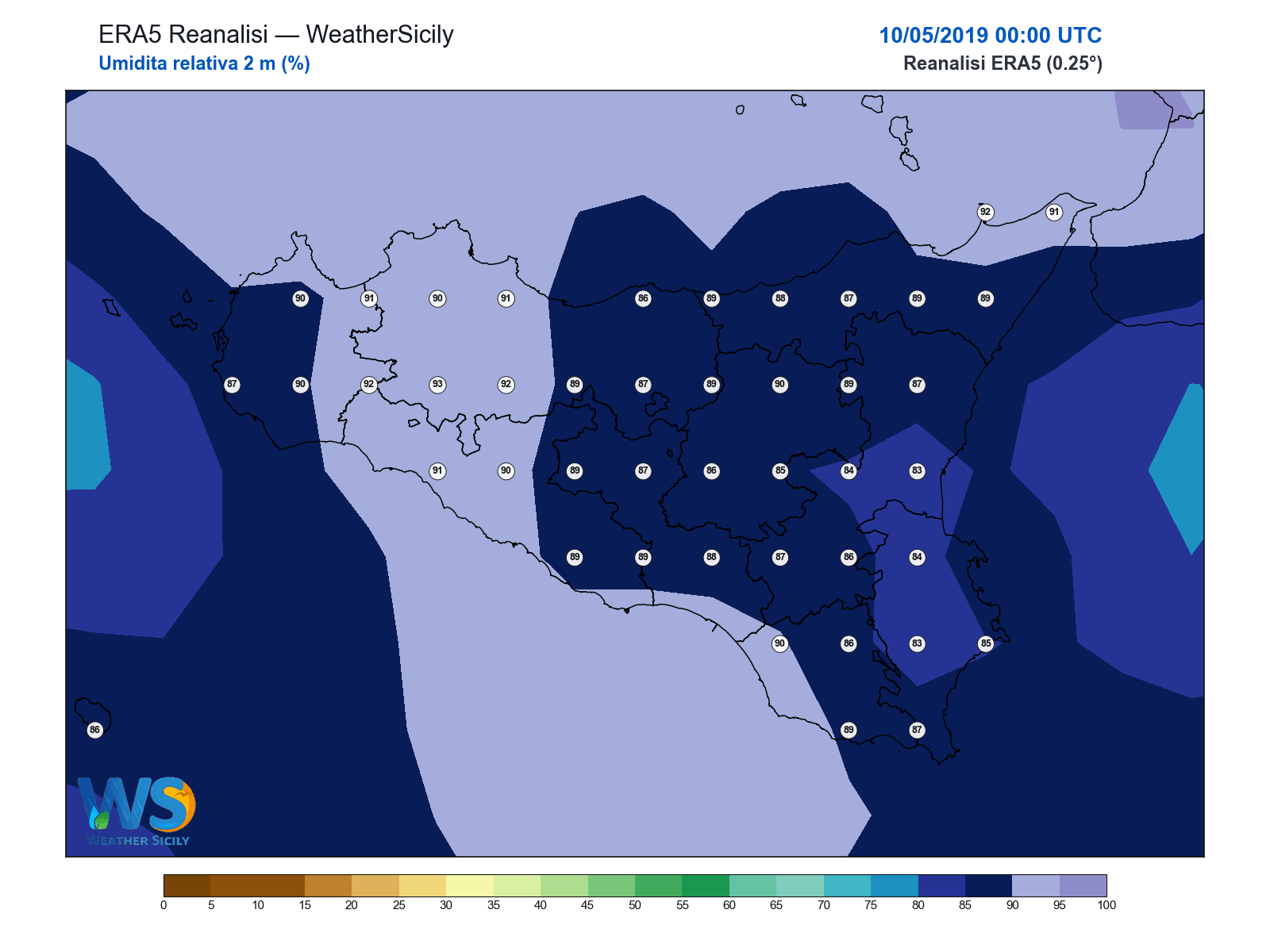 Umidità relativa 2 m · 2019051000