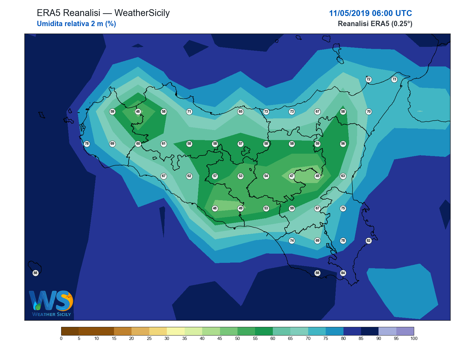 Umidità relativa 2 m · 2019051106