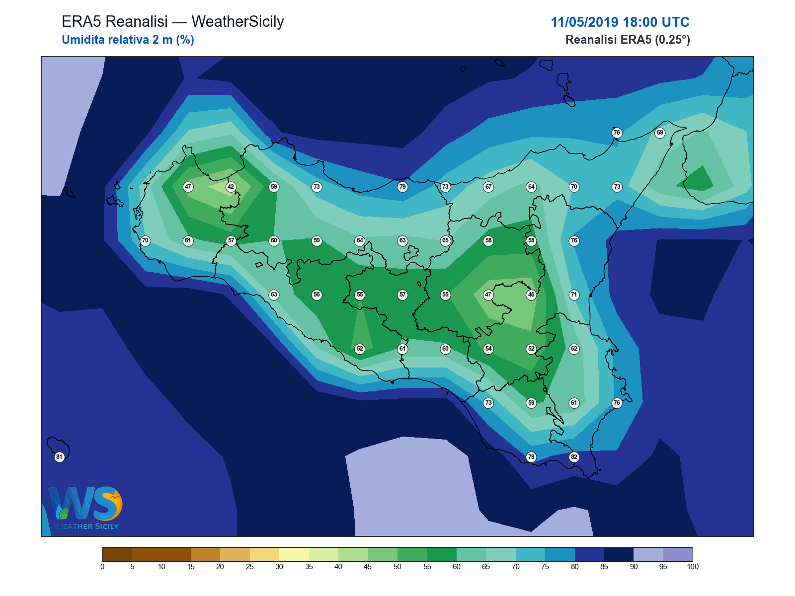 Umidità relativa 2 m · 2019051118