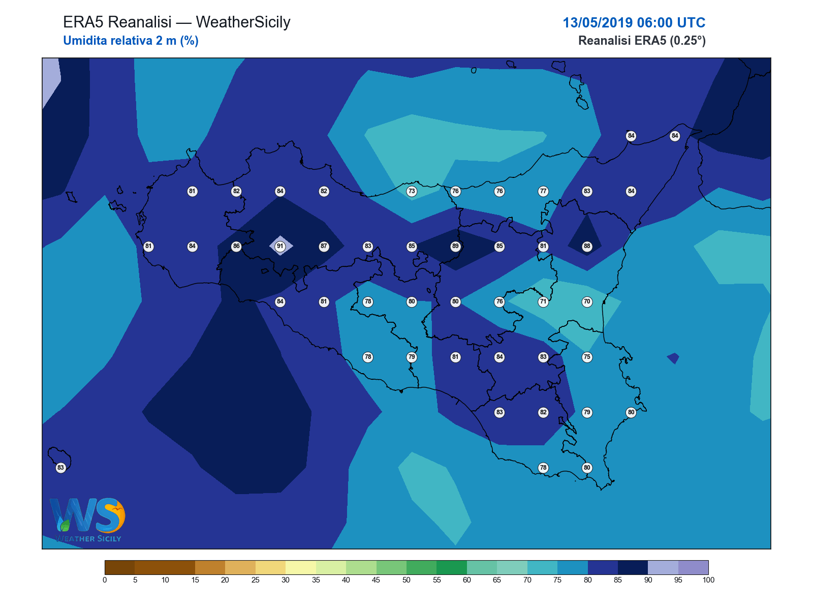 Umidità relativa 2 m · 2019051306
