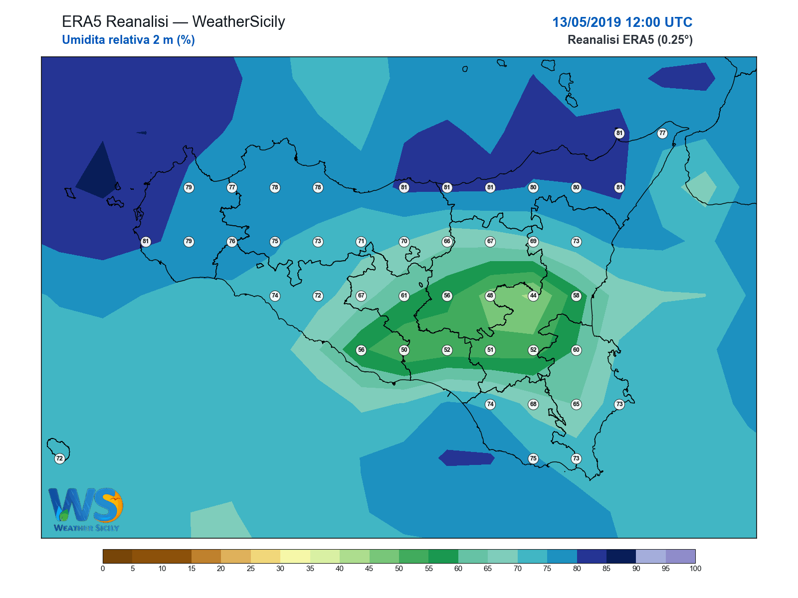 Umidità relativa 2 m · 2019051312