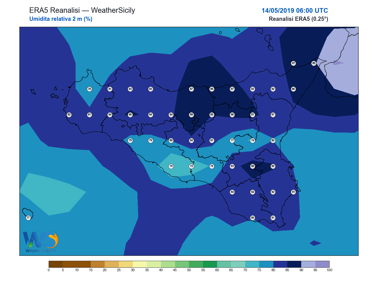 Umidità relativa 2 m · 2019051406
