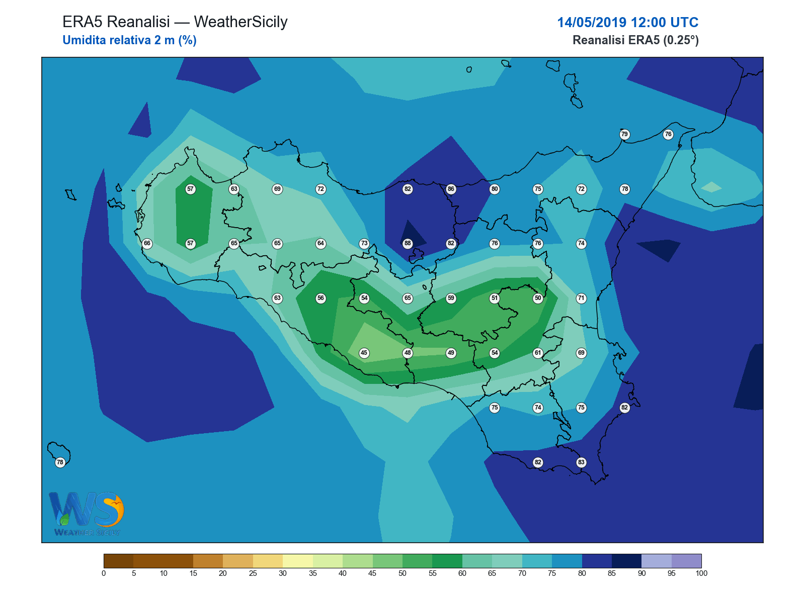 Umidità relativa 2 m · 2019051412