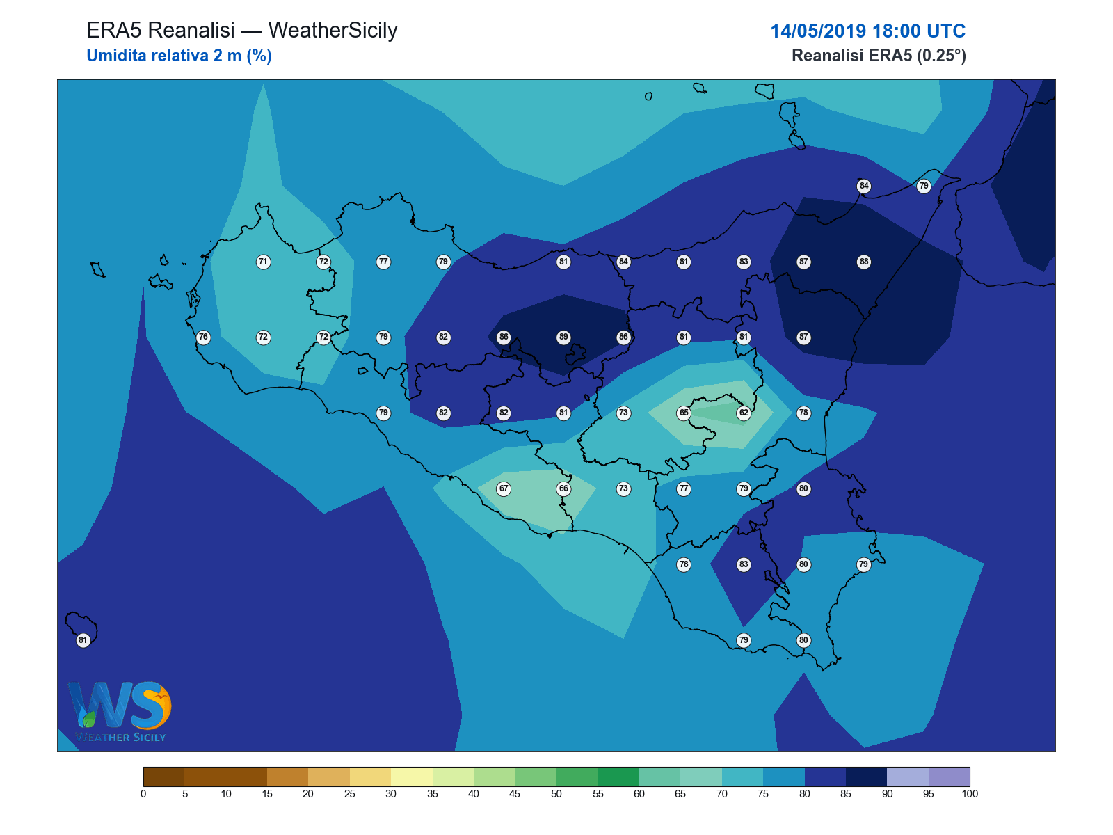 Umidità relativa 2 m · 2019051418
