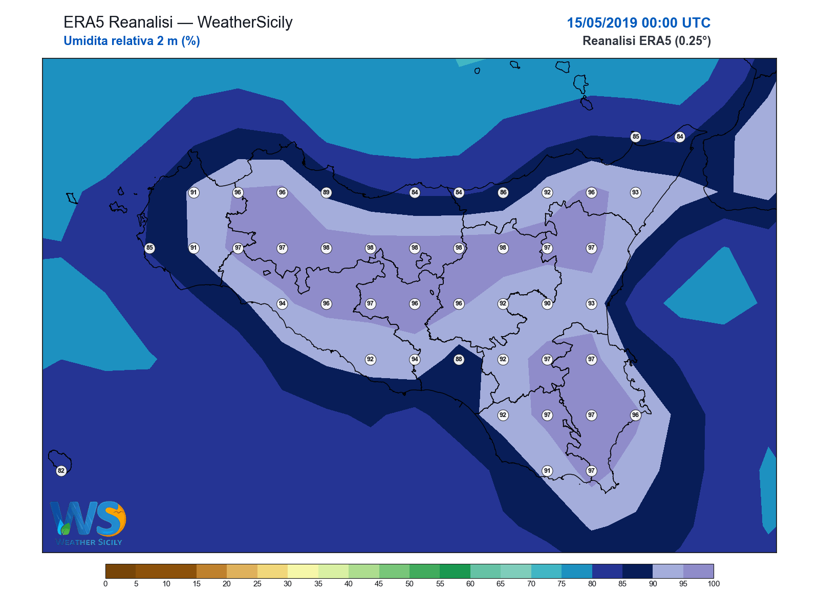 Umidità relativa 2 m · 2019051500