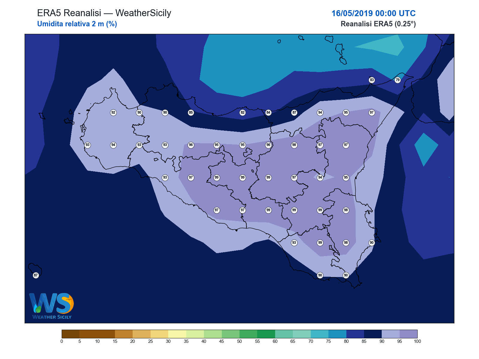 Umidità relativa 2 m · 2019051600