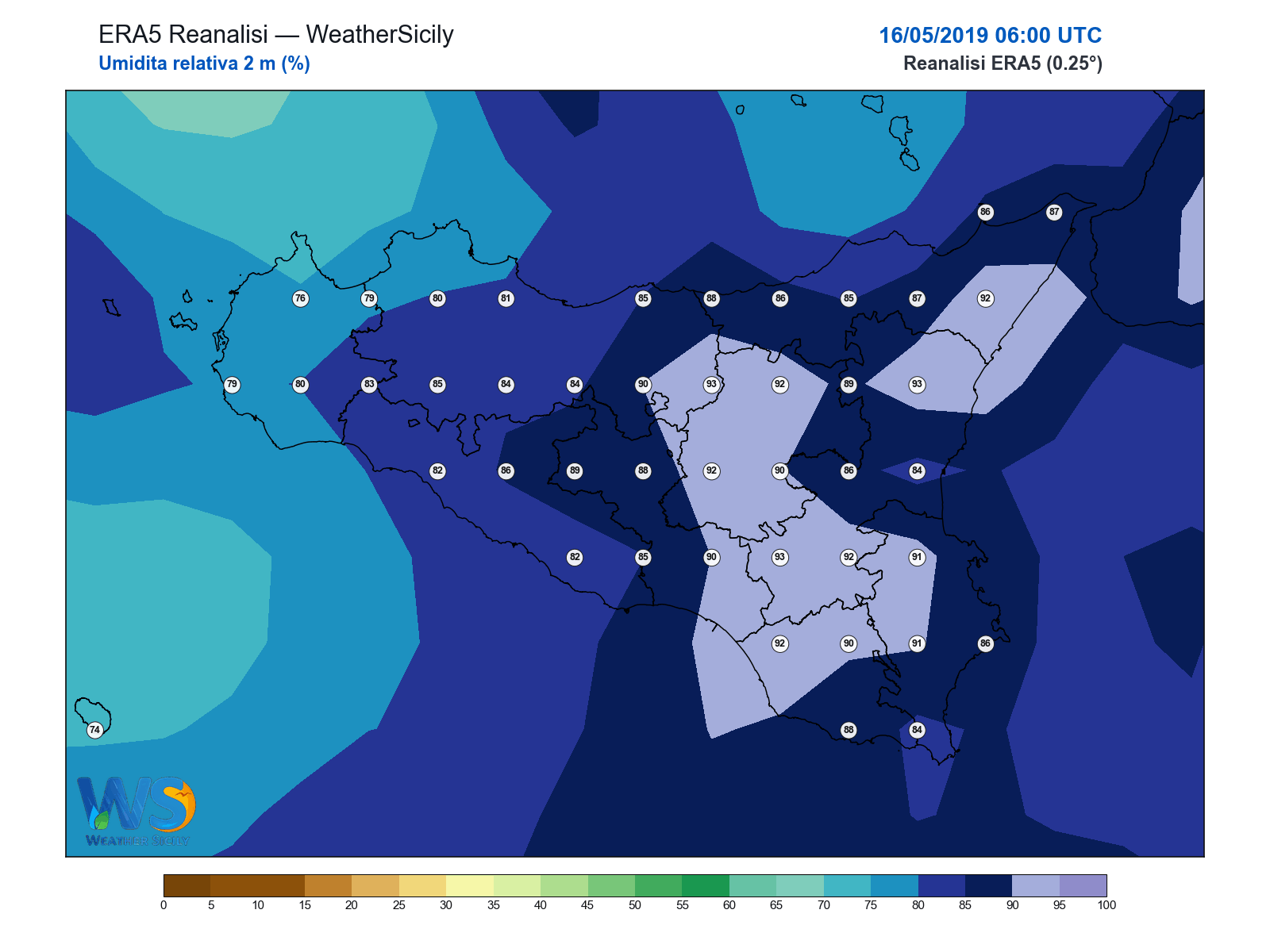 Umidità relativa 2 m · 2019051606