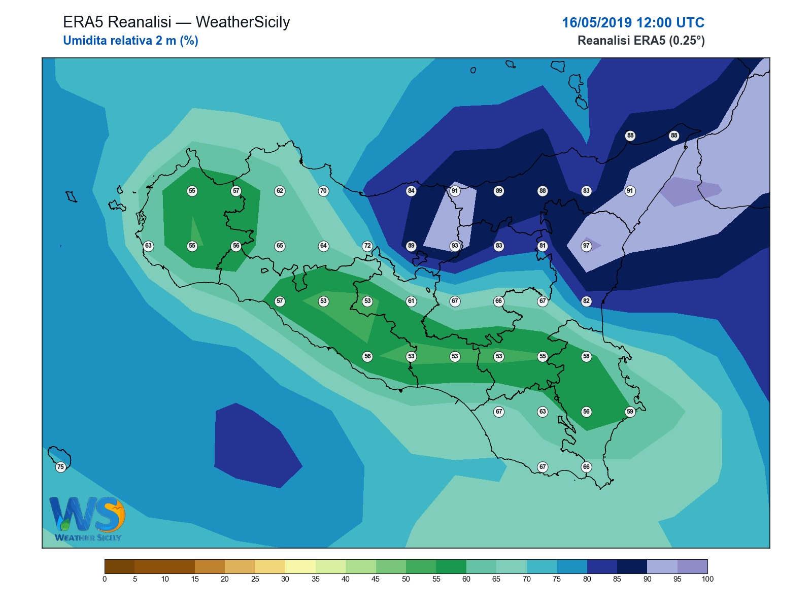 Umidità relativa 2 m · 2019051612