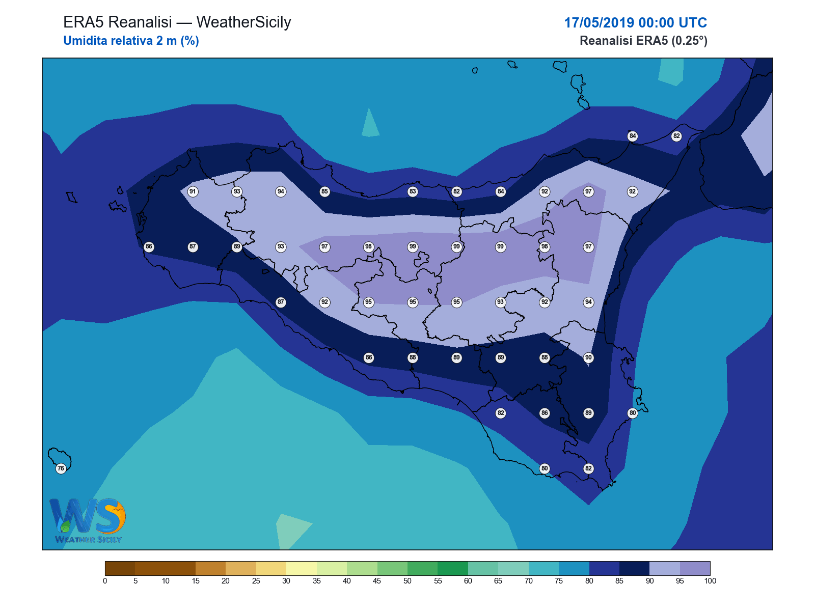Umidità relativa 2 m · 2019051700