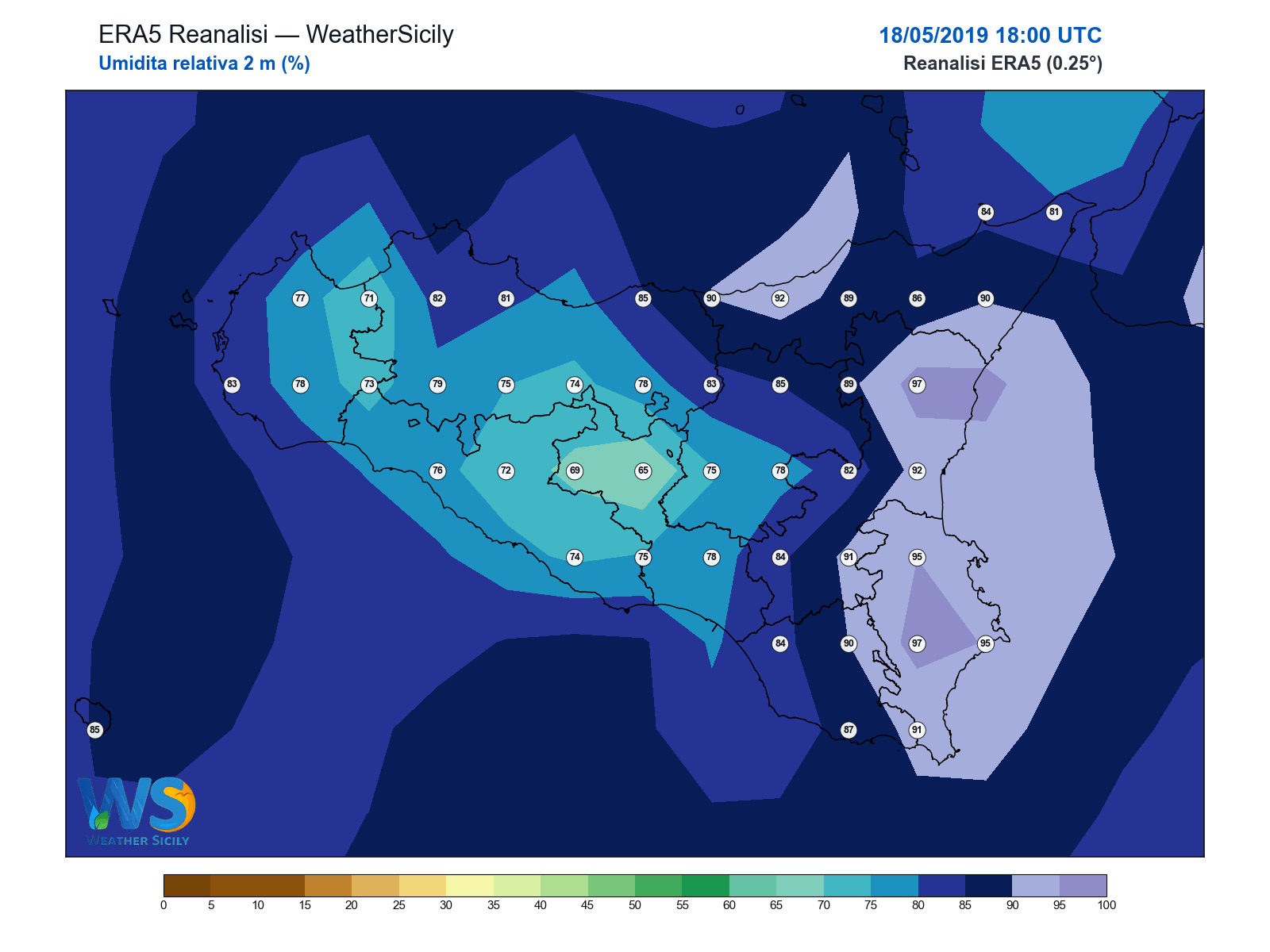 Umidità relativa 2 m · 2019051818