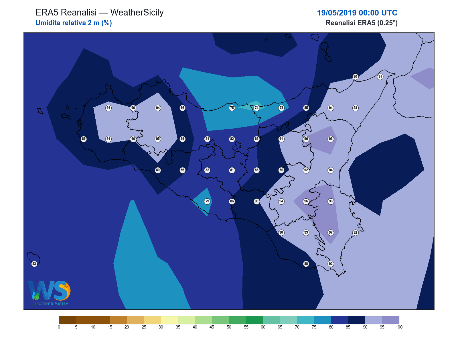 Umidità relativa 2 m · 2019051900