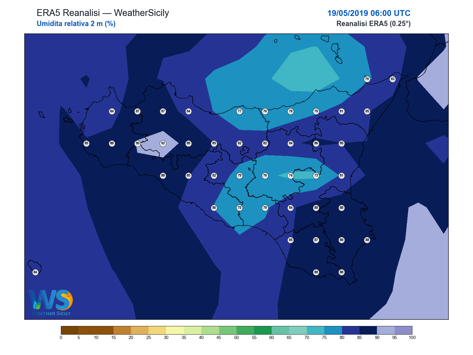 Umidità relativa 2 m · 2019051906