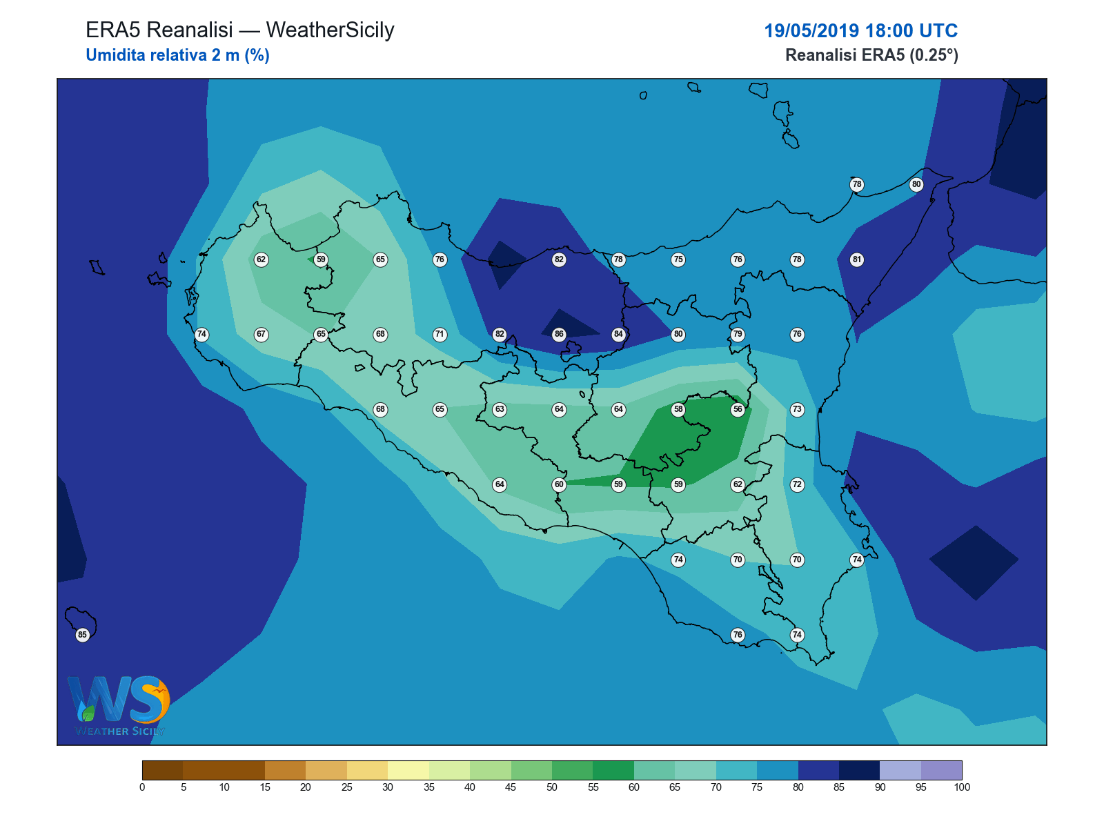 Umidità relativa 2 m · 2019051918
