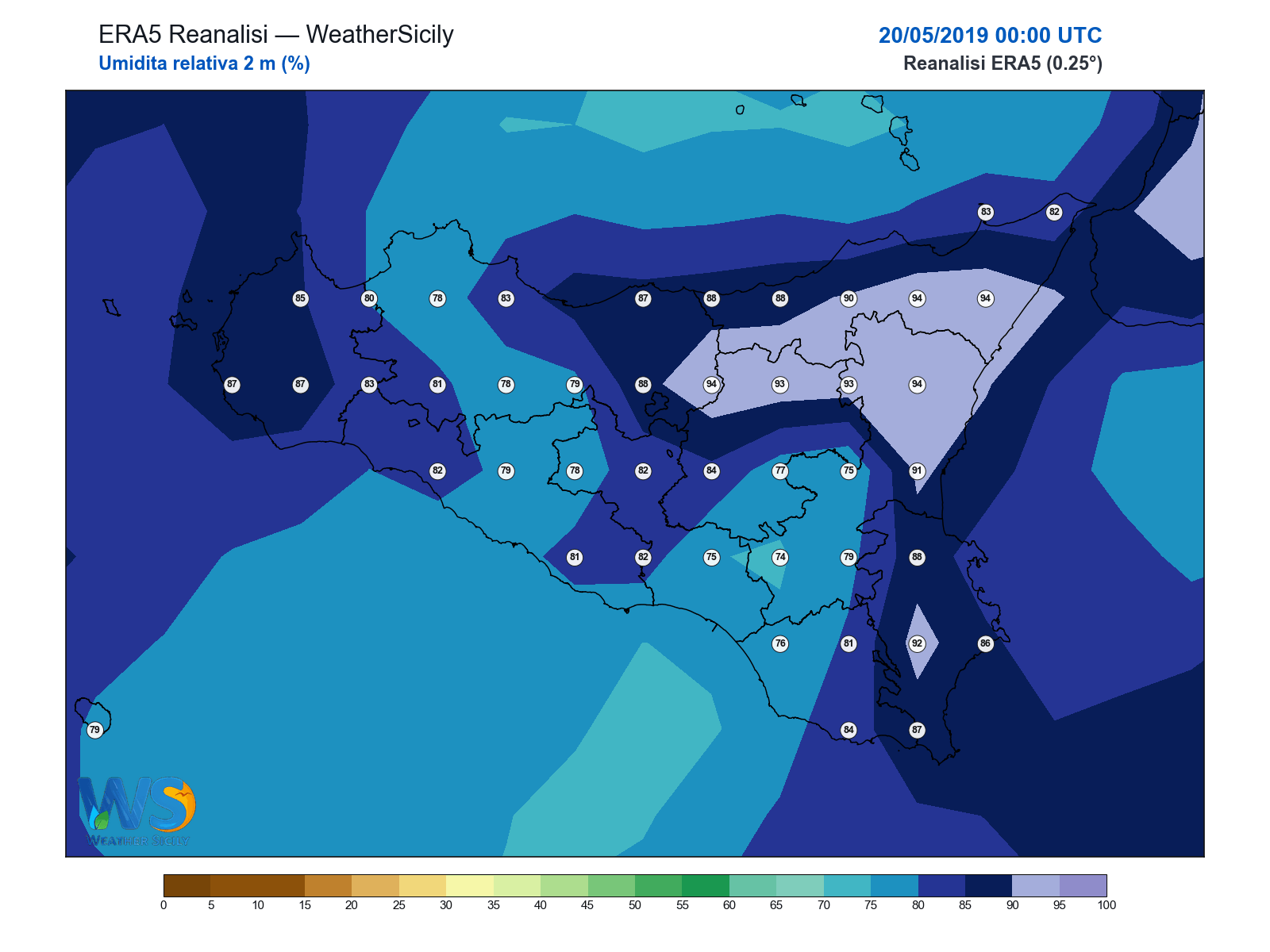 Umidità relativa 2 m · 2019052000