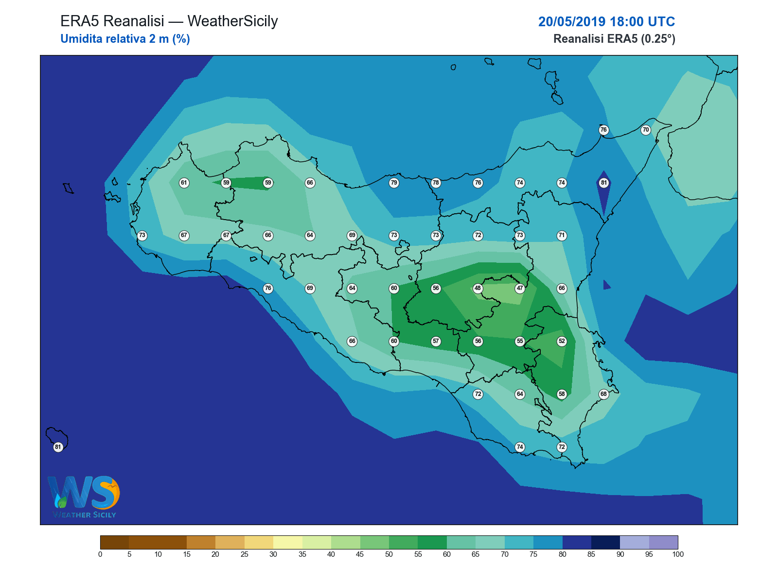 Umidità relativa 2 m · 2019052018