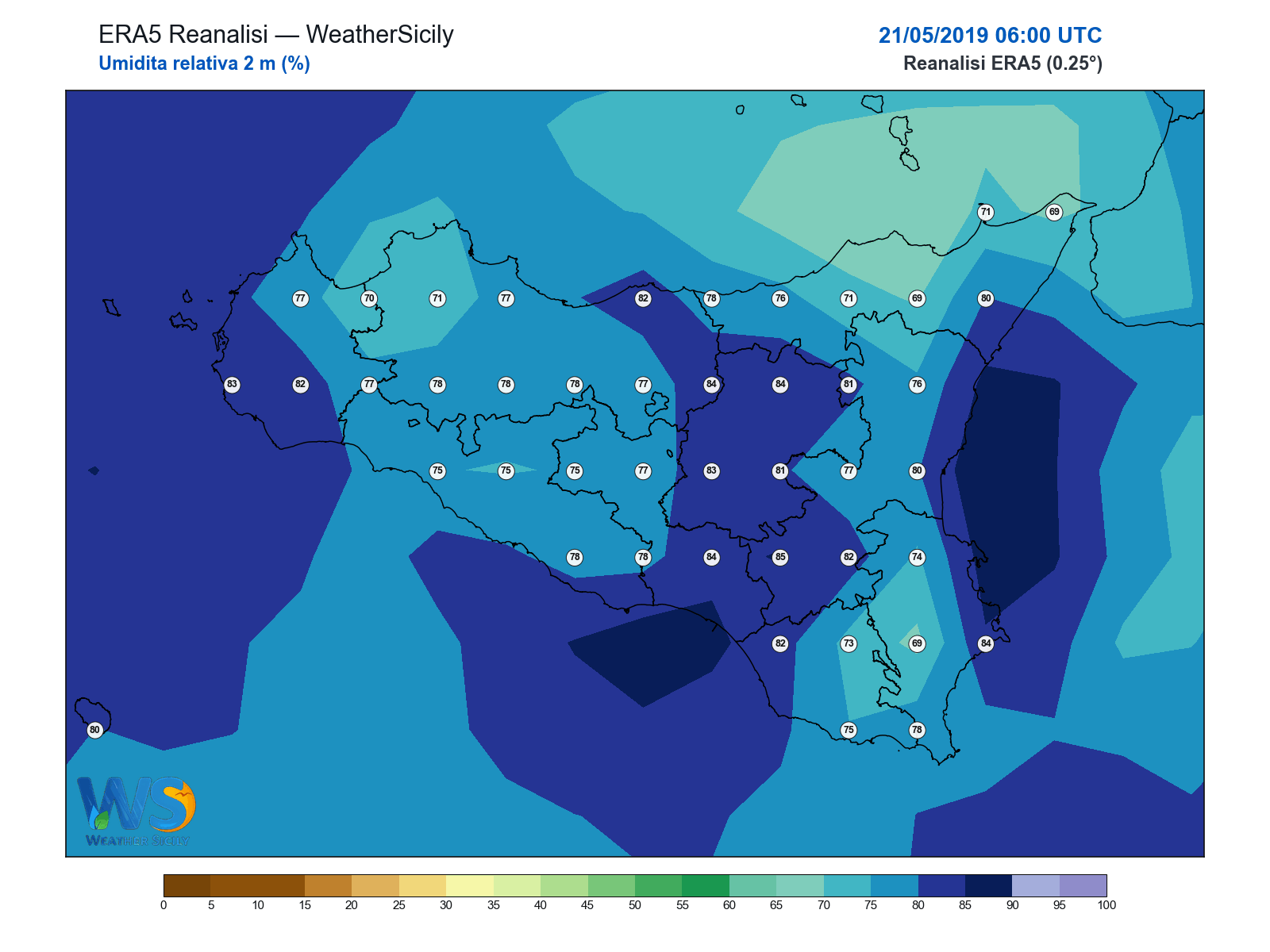 Umidità relativa 2 m · 2019052106
