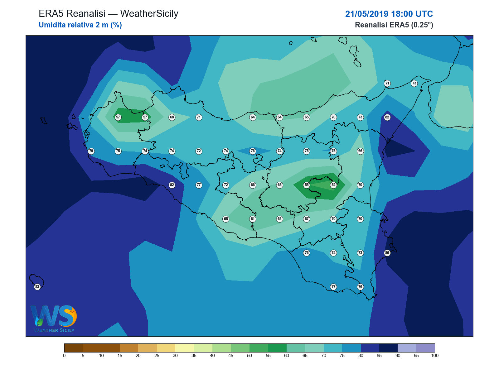Umidità relativa 2 m · 2019052118