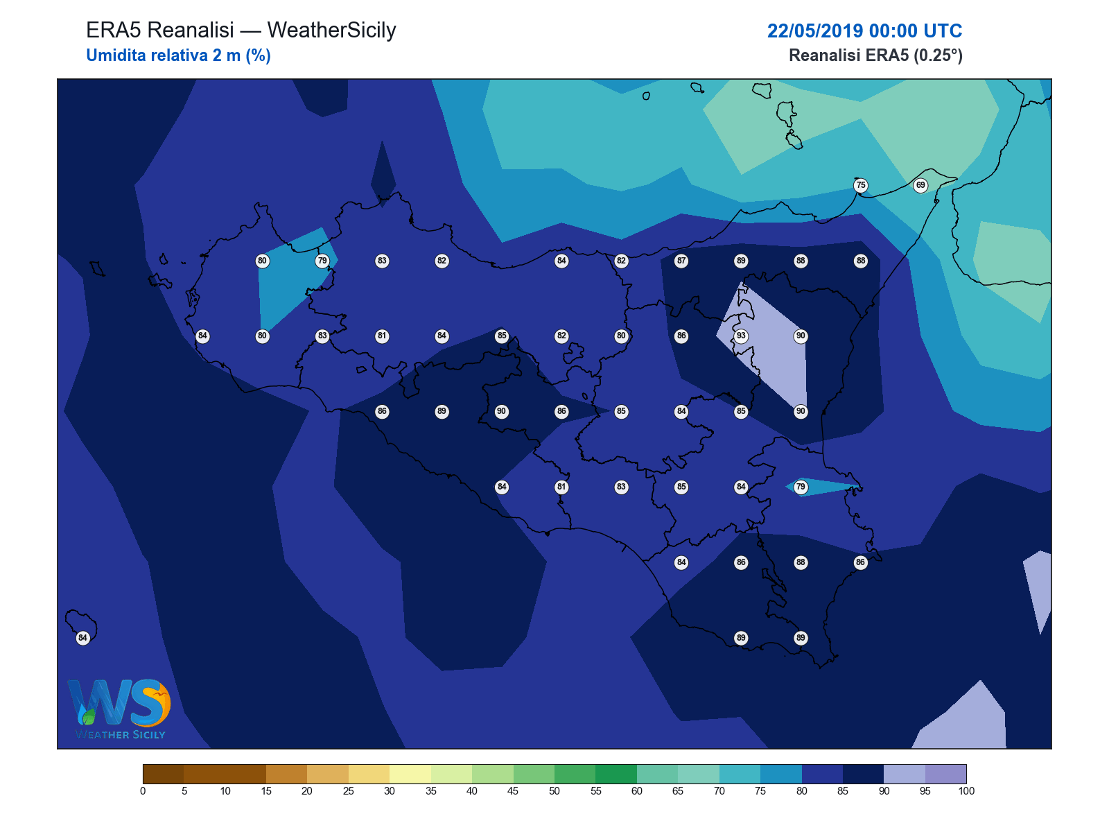 Umidità relativa 2 m · 2019052200