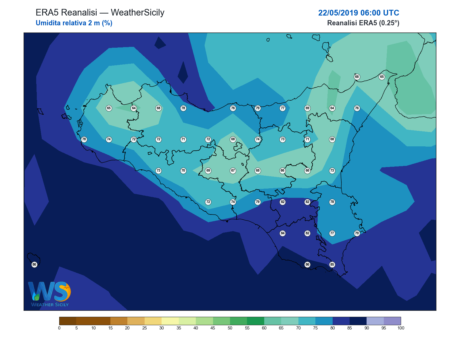 Umidità relativa 2 m · 2019052206