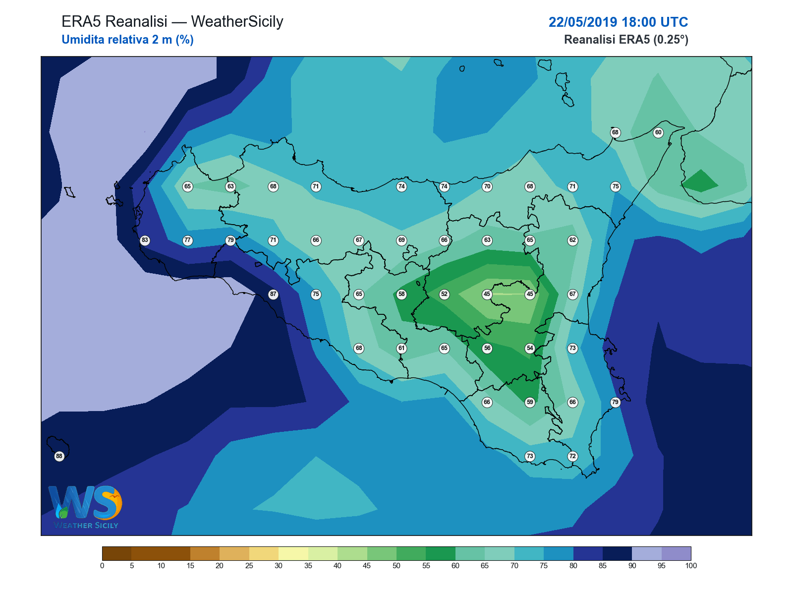 Umidità relativa 2 m · 2019052218