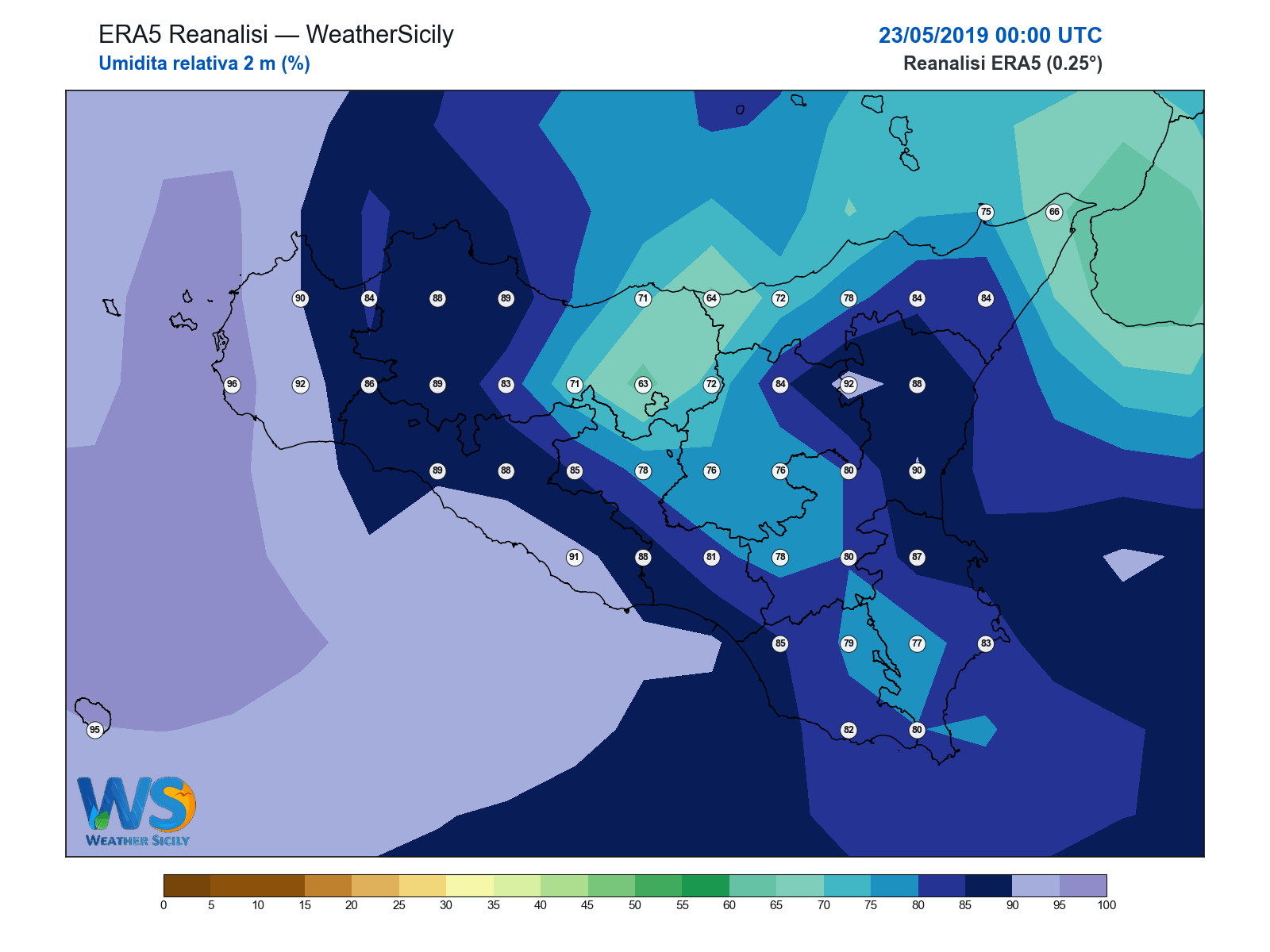 Umidità relativa 2 m · 2019052300
